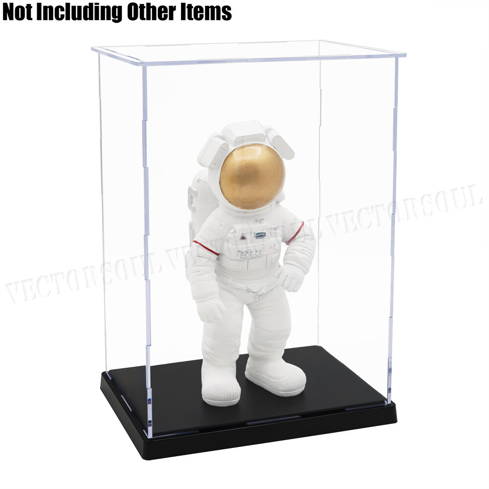 US Perspex Clear Acrylic Display Case 10.3in H Box Plastic Base Dustproof Figure