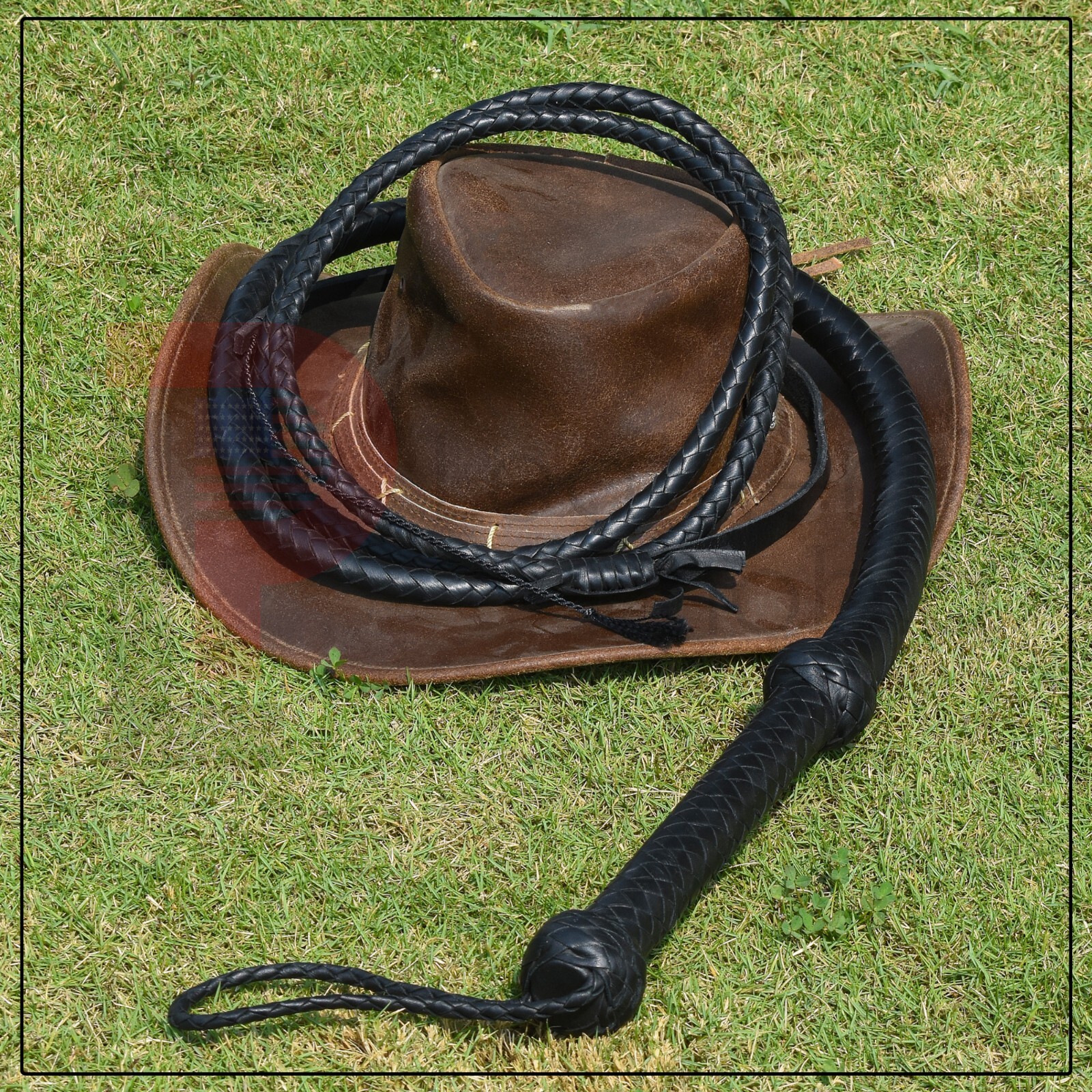 8FT Real Cowhide Leather Bullwhip Handmade 12 Plait Black Heavy Duty Whip