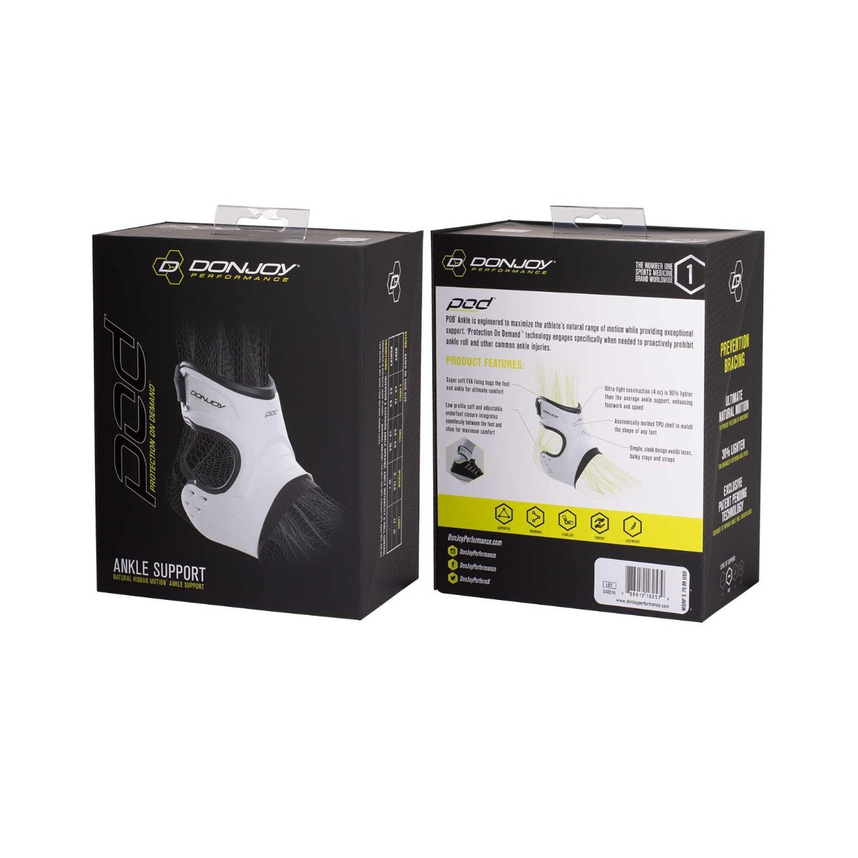 DONJOY PERFORMANCE POD Ankle Brace (White, XS, Right)