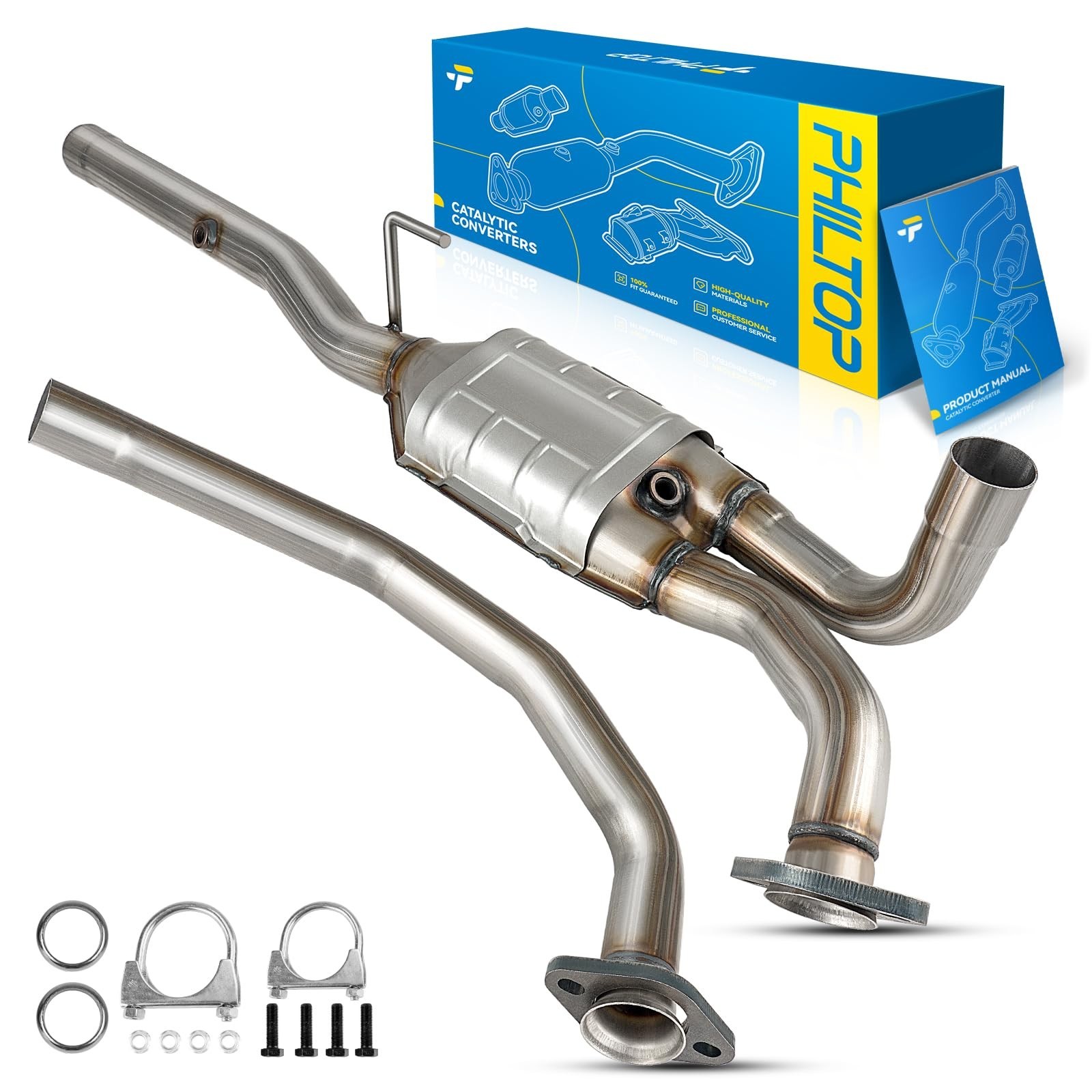 PHILTOP 50505 High Flow Stainless Steel Catalytic Convertor for 1996-1999 Ram...