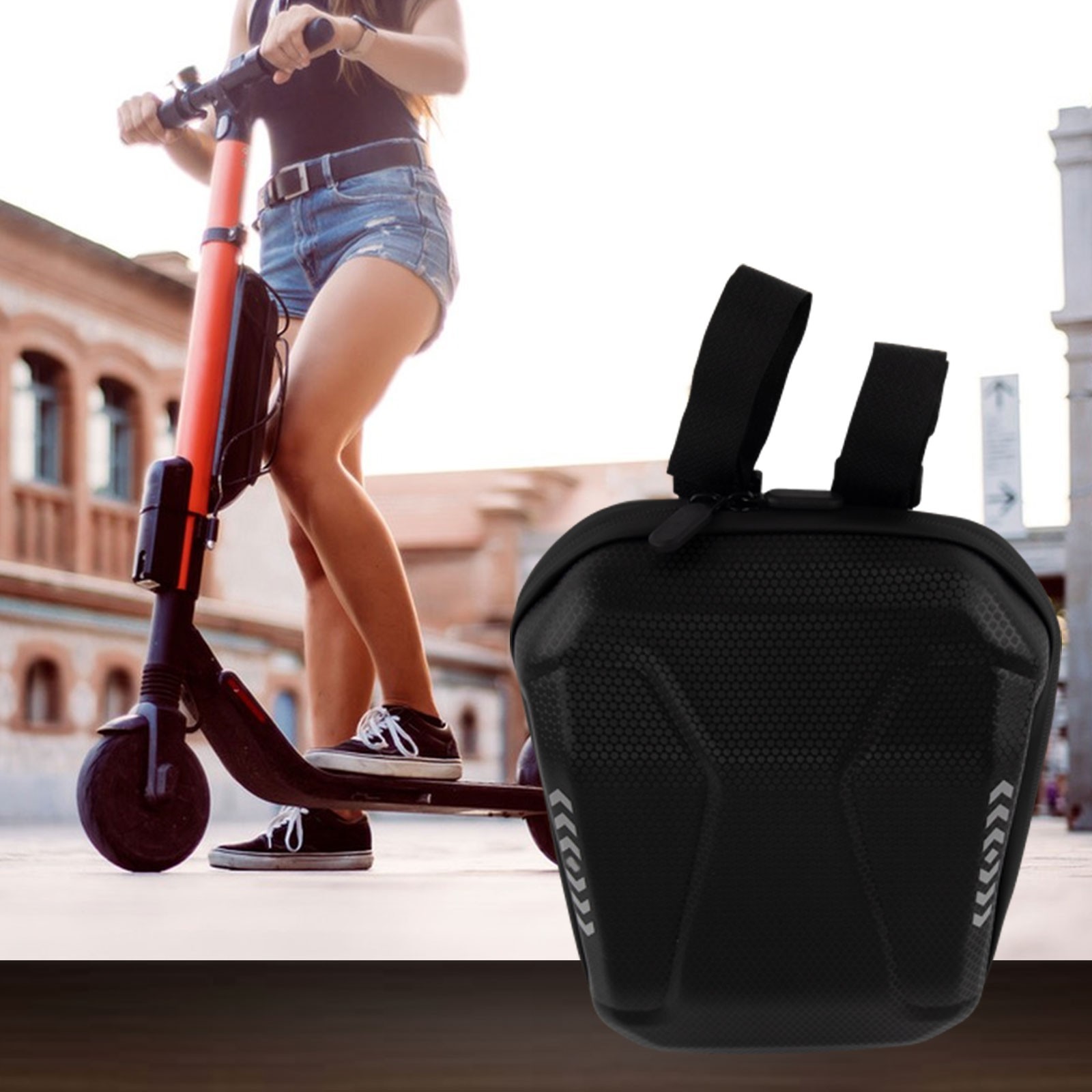 Front Hanging Bag Scooter Bag Binding Design Black Built-in Mesh Bag Case