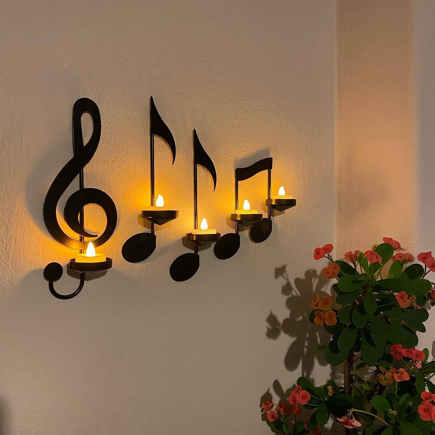 Enchanting Melody Musical Note Wall-Mounted Candle Holder for Romantic Dinners