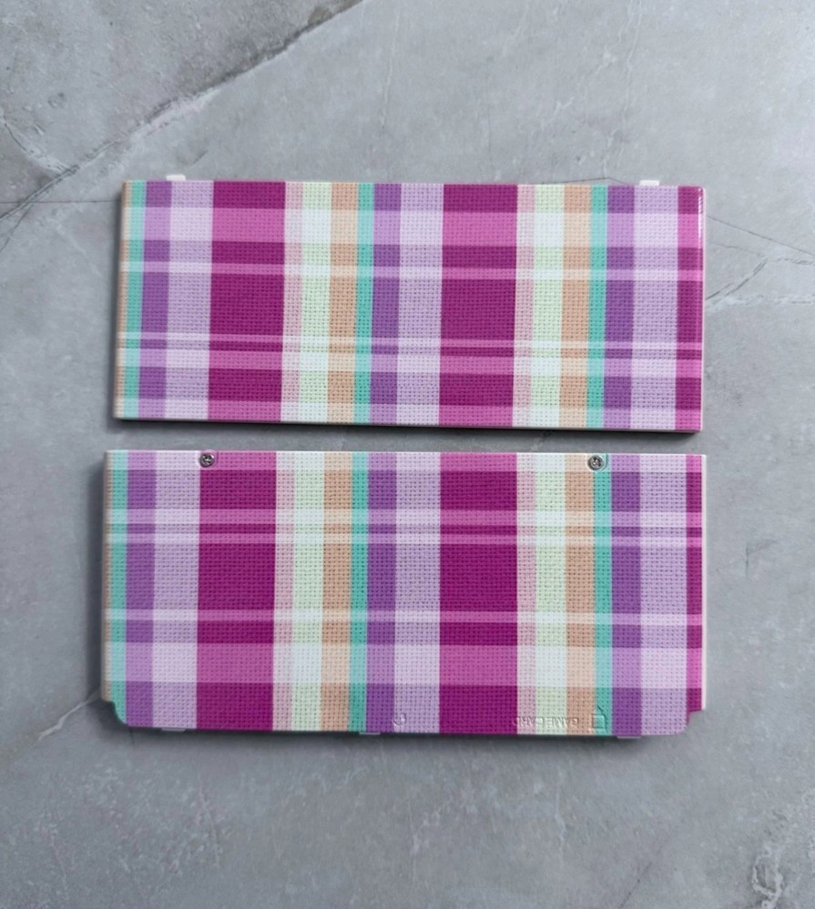 Pink & Purple Plaid  Pastel Tartan Pattern NEW 3DS Top &Bottom Replacement Shell