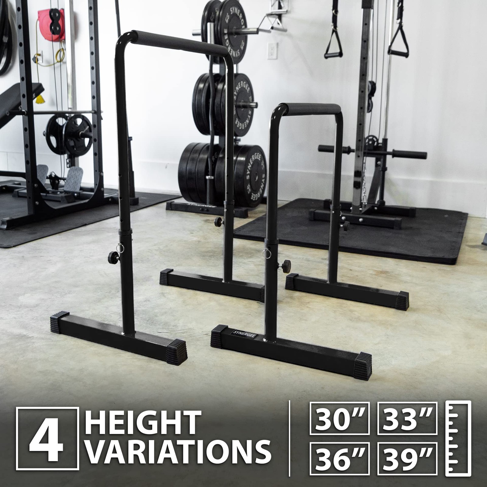 Dip Bar Black. Adjustable Dip Station from 30” – 39” for Dips, Inverted Pull ...