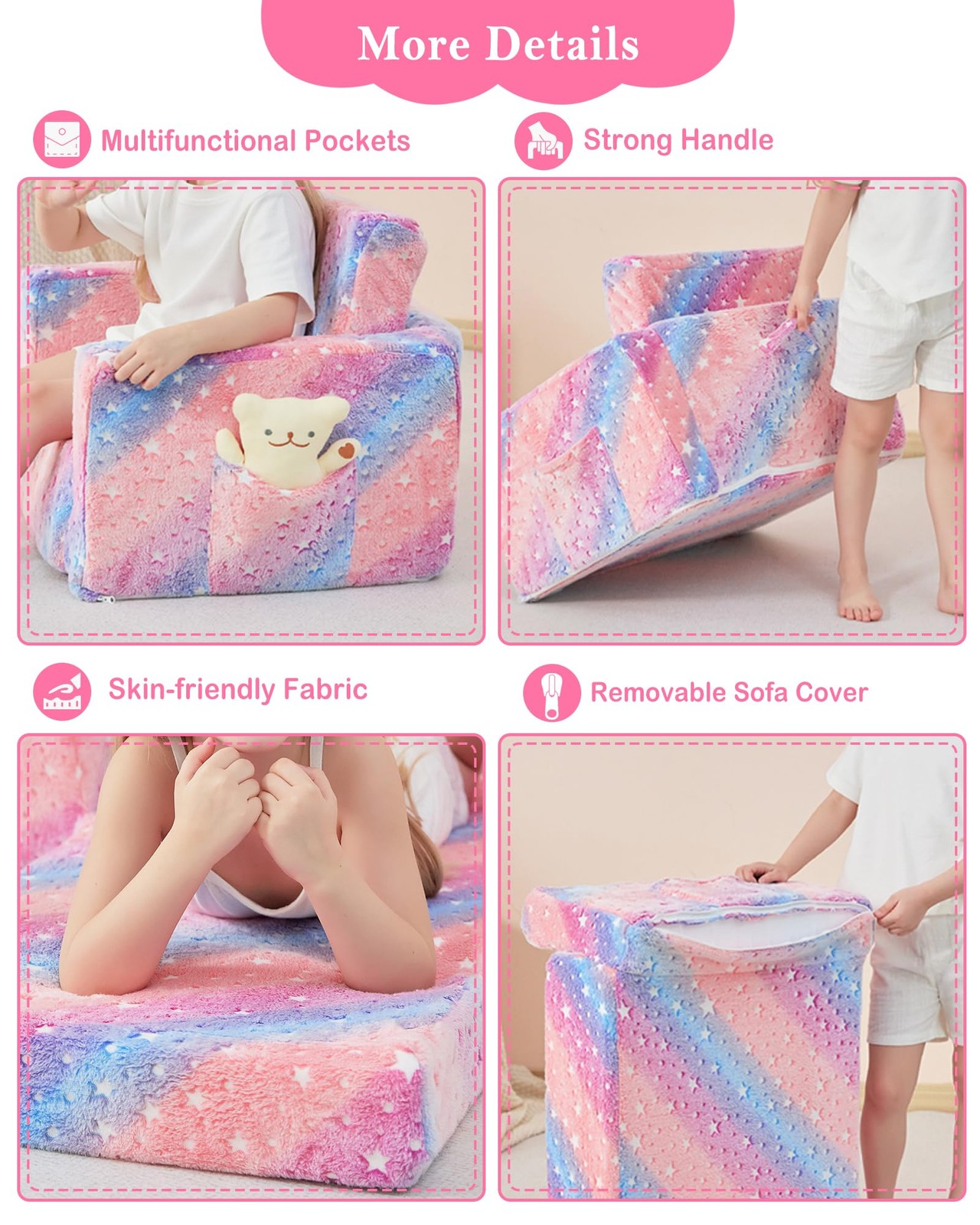 Couch, 2-in-1 Soft Couch Bed Fold Out, Chairs Comfy for Boys & Girls, Convert...