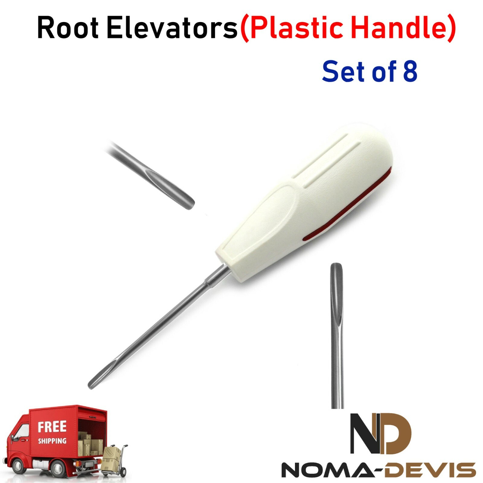 Surgical Root Elevators Tooth Extraction PDL Periotome Plastic Handle Set of 8