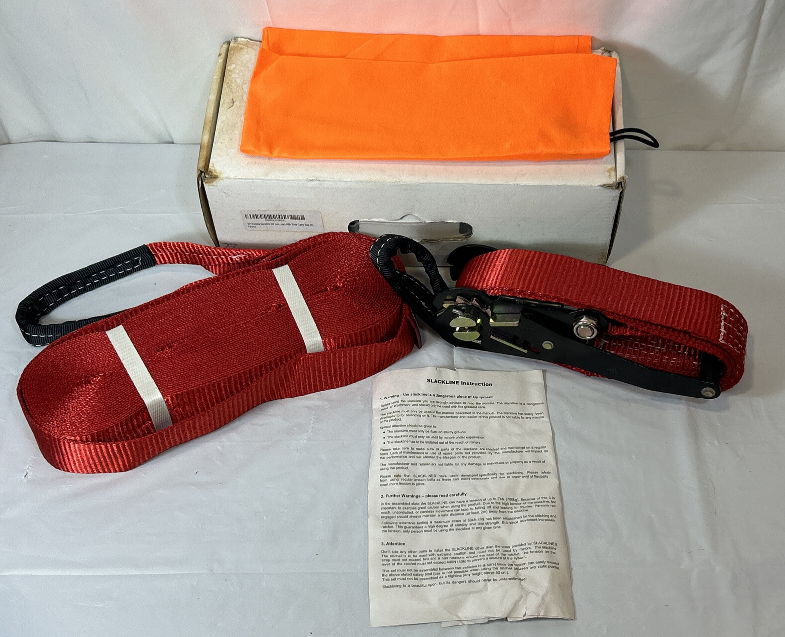 Classic Slackline Original Red 49ft  15 m Never Used WYZworks 2” Wide