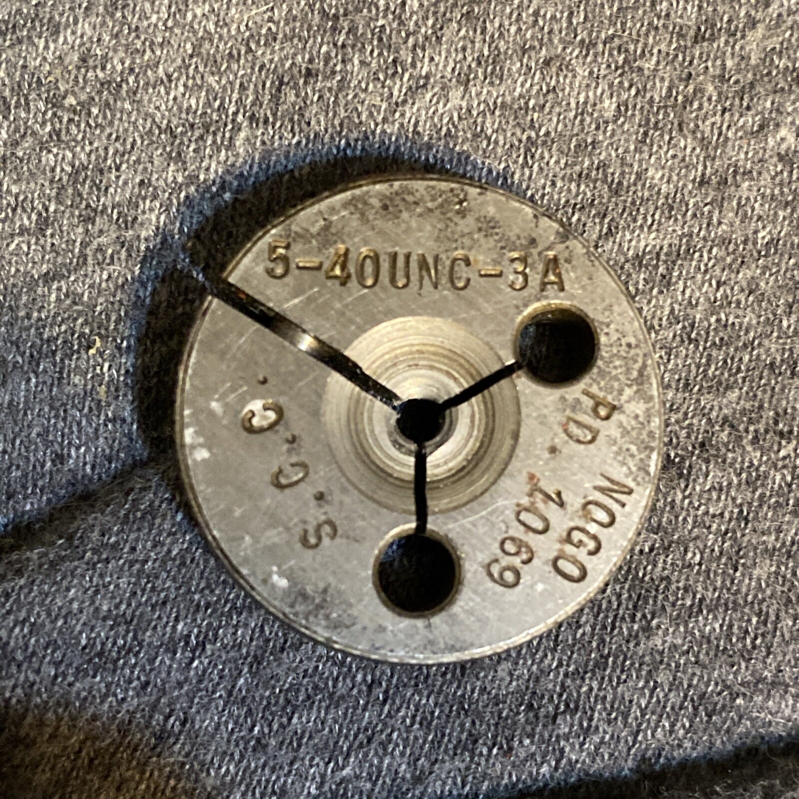 5 40 UNC 3A THREAD RING GAGE #5 .125 NO GO ONLY P.D. = .1069 #5-40 (RT18)