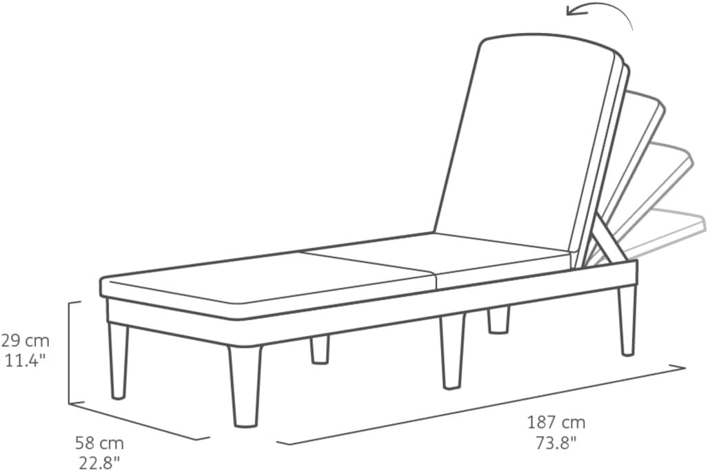 KETER JAIPUR GARDEN SUN LOUNGER ADJUSTABLE BACKREST FOLDING GARDEN LOUNGER