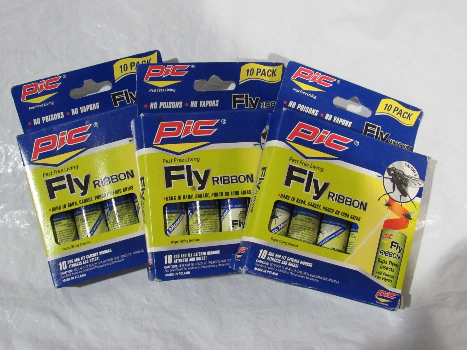 Sticky Fly Ribbons 3 Pack of 10 FR10B Total of 30 Ribbons by PIC