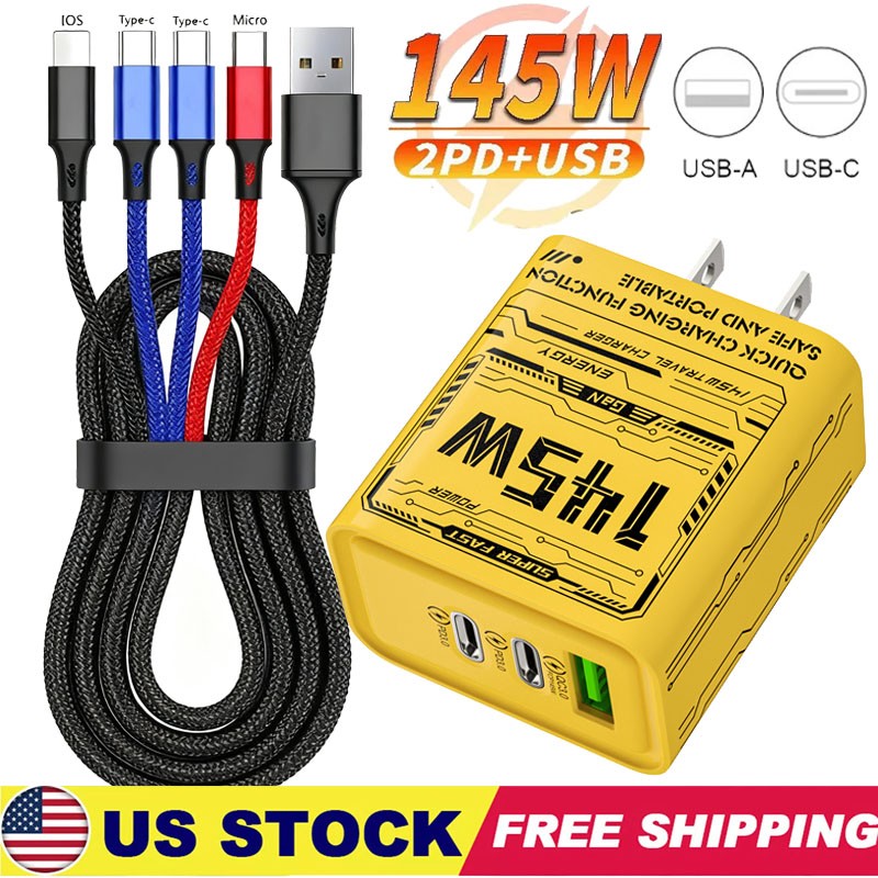145W Supe Fast Charging USB Type C Wall Charger For Samsung iPhone Android Phone