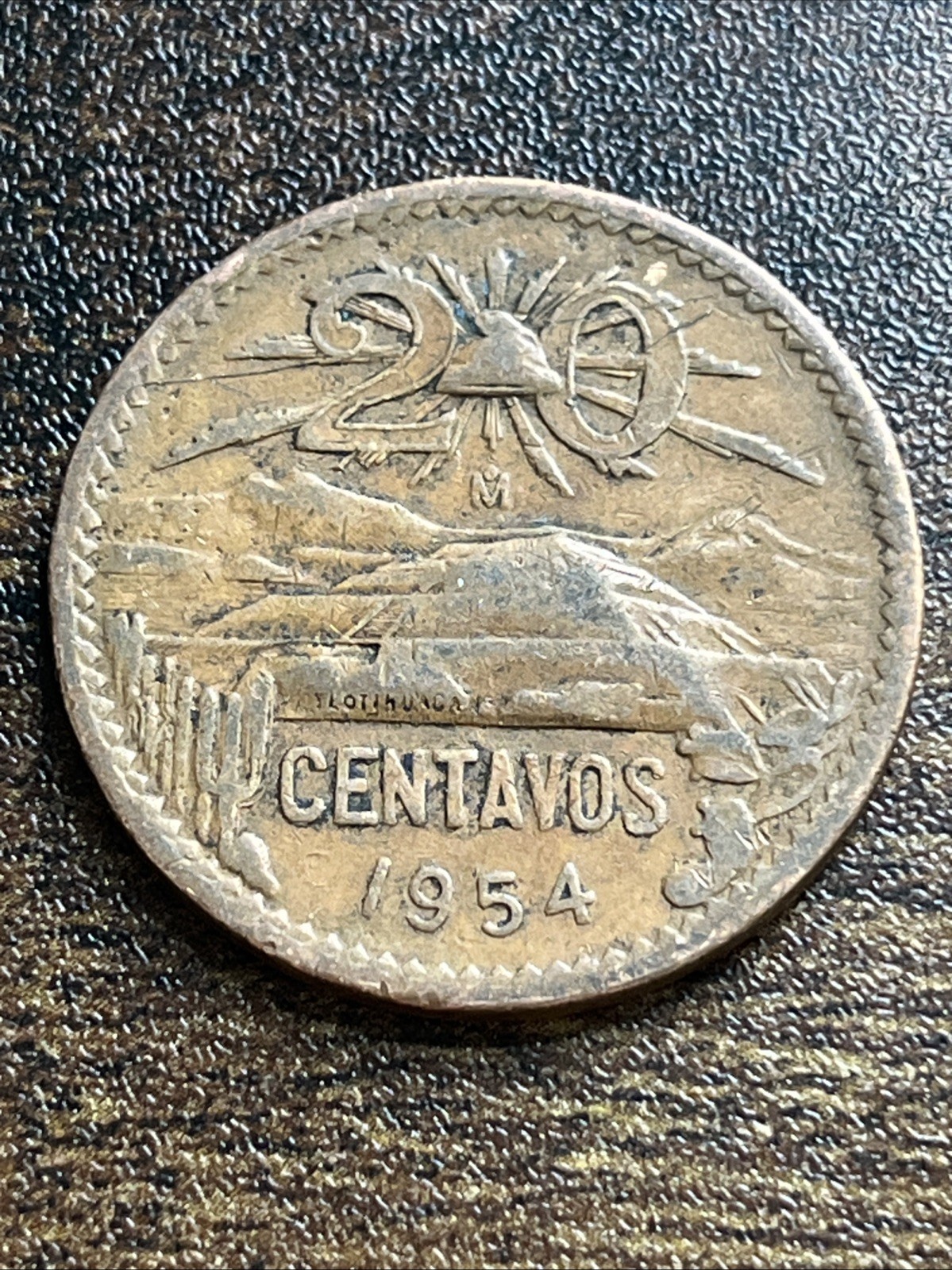 1954 Mexico Mexican 20 Twenty Centavos Beautiful Actual Coin TC7191*