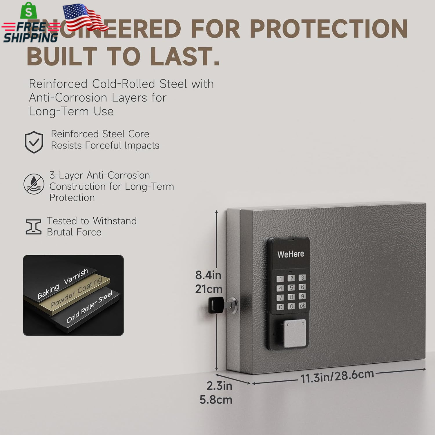 Wehere 16 Key Lock Box Wall Mount, APP Bluetooth/Otp/Wi-Fi/Fixed Code/Key Unlock