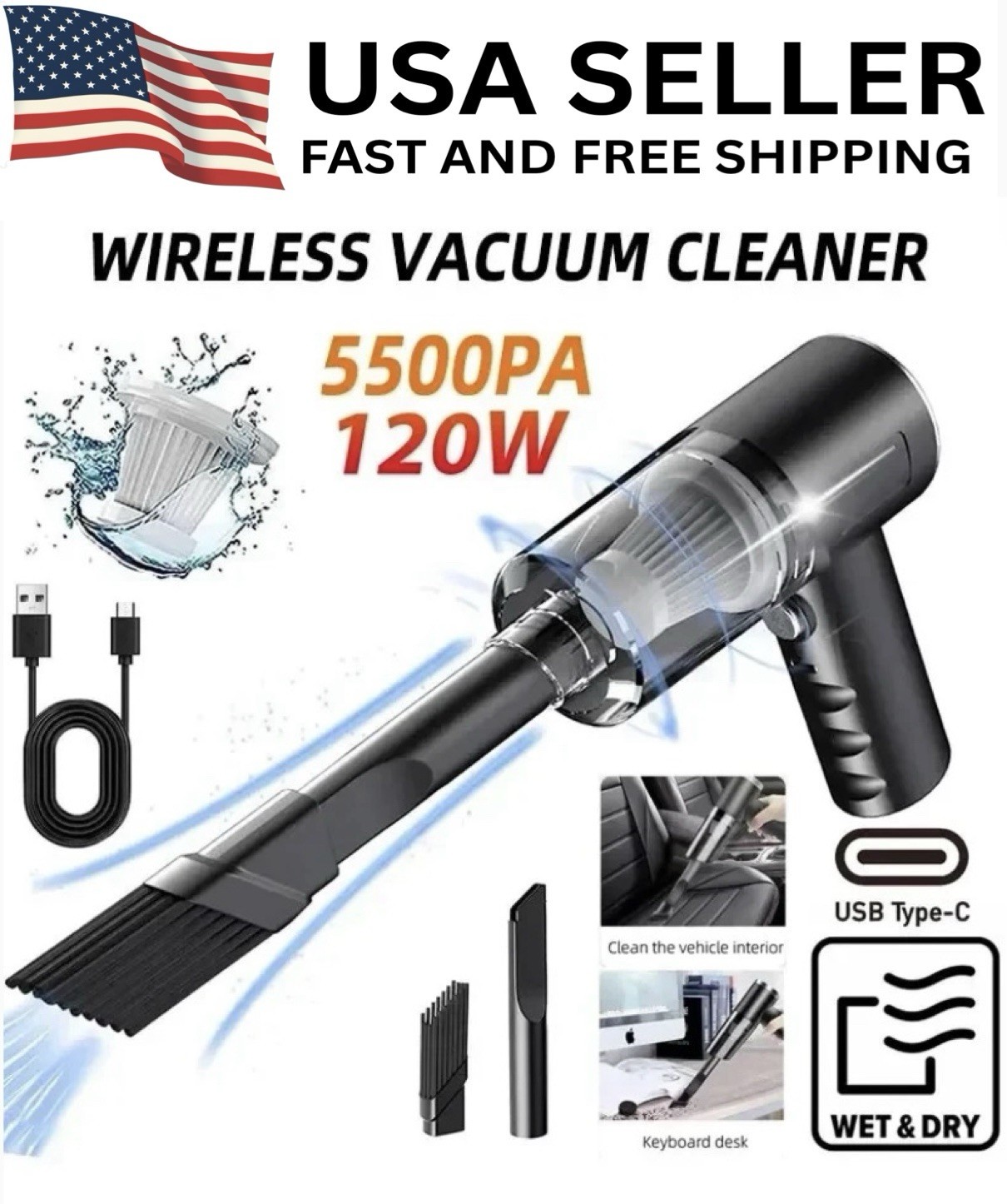 Mini Desk Vacuum Cordless Keyboard Dust Blower Portable Handheld Car Detailer