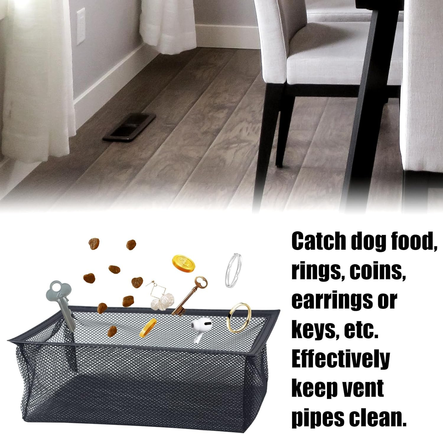 8 Pcs Floor Register Cover Trap, Floor Vent Filters for Registers 4x10, Vent Cat