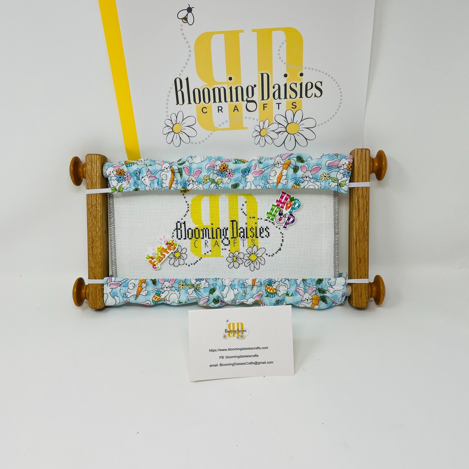 Blue Gingham w/Easter Bunny Grime Guards - Q-Snap Frame-Cross Stitch