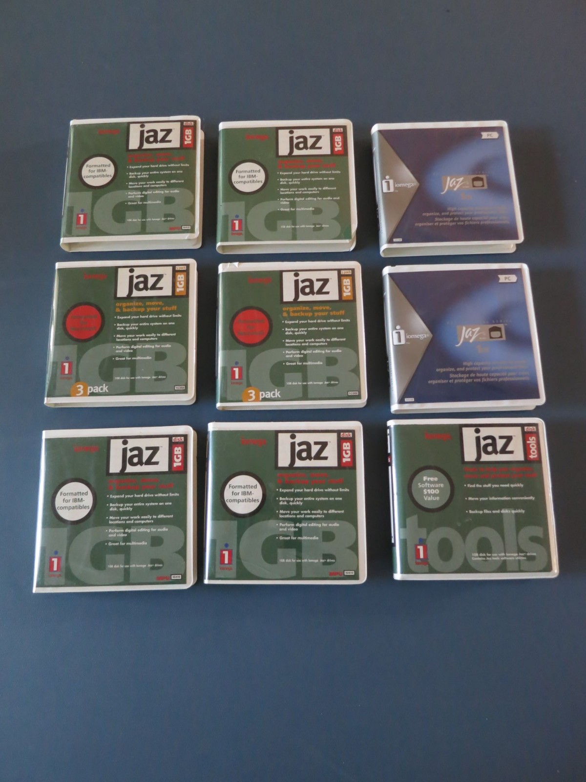 Lot of 9 Iomega Jaz 1GB Disks, Pre-Owned, Appear to be Very Good Condition
