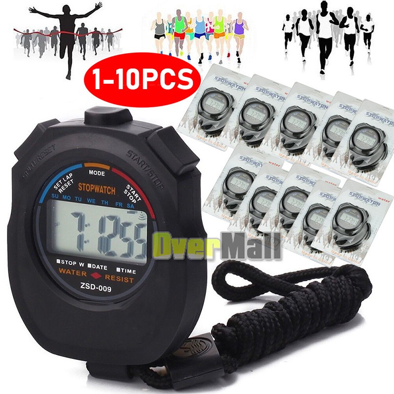 1-10X Digital Professional Handheld LCD Chronograph Sports Stopwatch Stop Watch