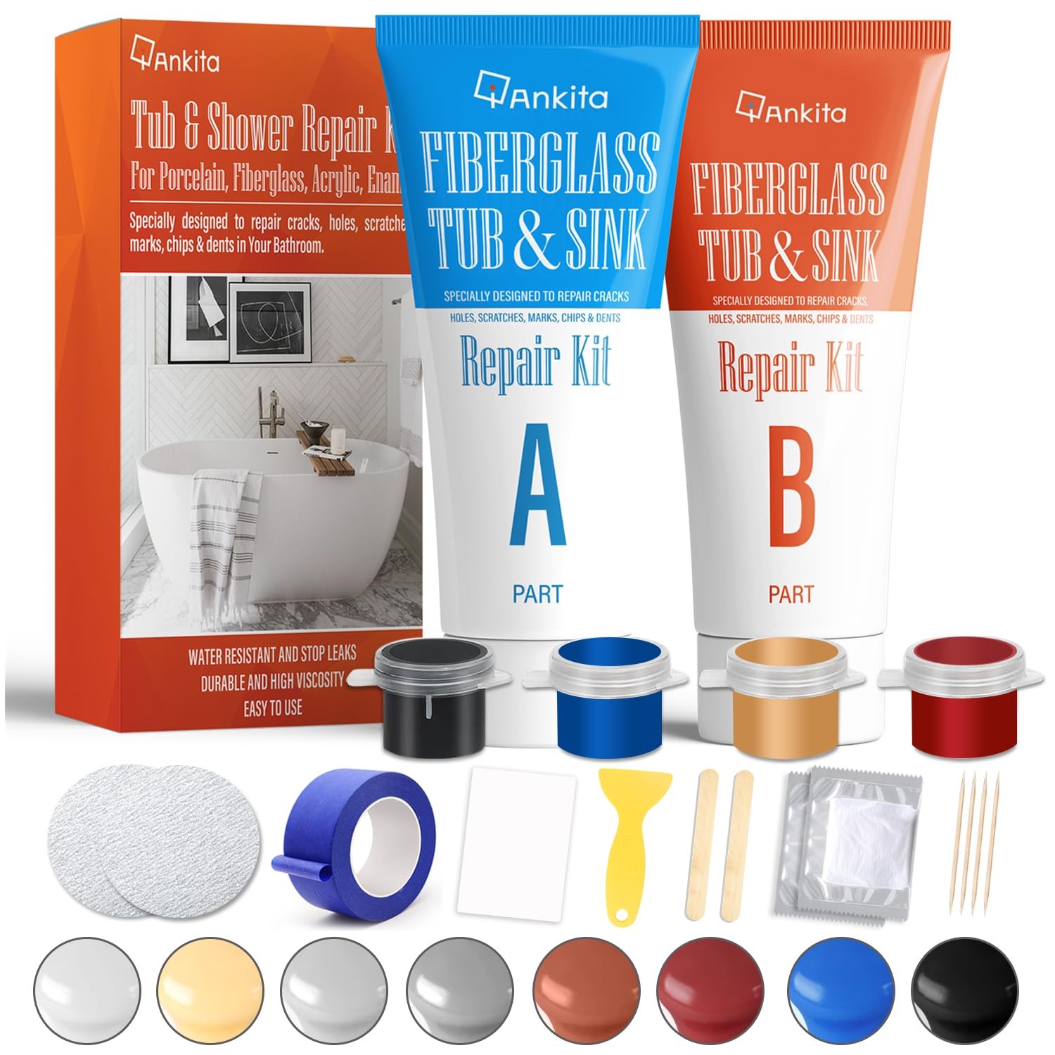 Fiberglass Tub Repair Kit(Color Match), Shower No.02 Color Match