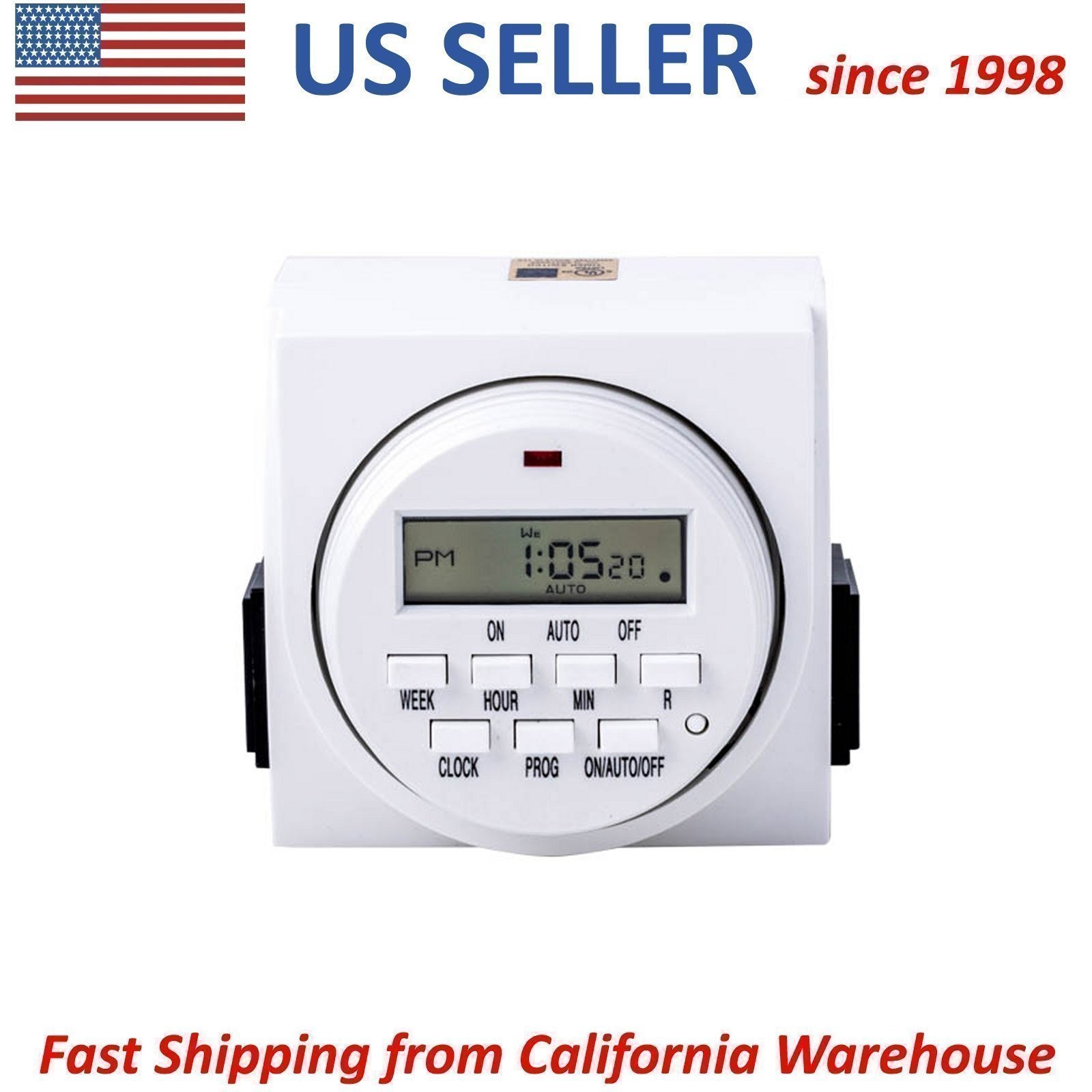 UltraGrow 120V Digital Programmable 7-Day Timer Double 3-Prong Outlet Plug LCD