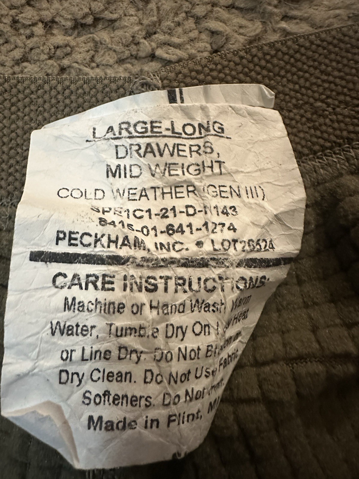 Military Gen III Polartec Grid Base Pants Coyote Brown Size Large Long Mid-Wt