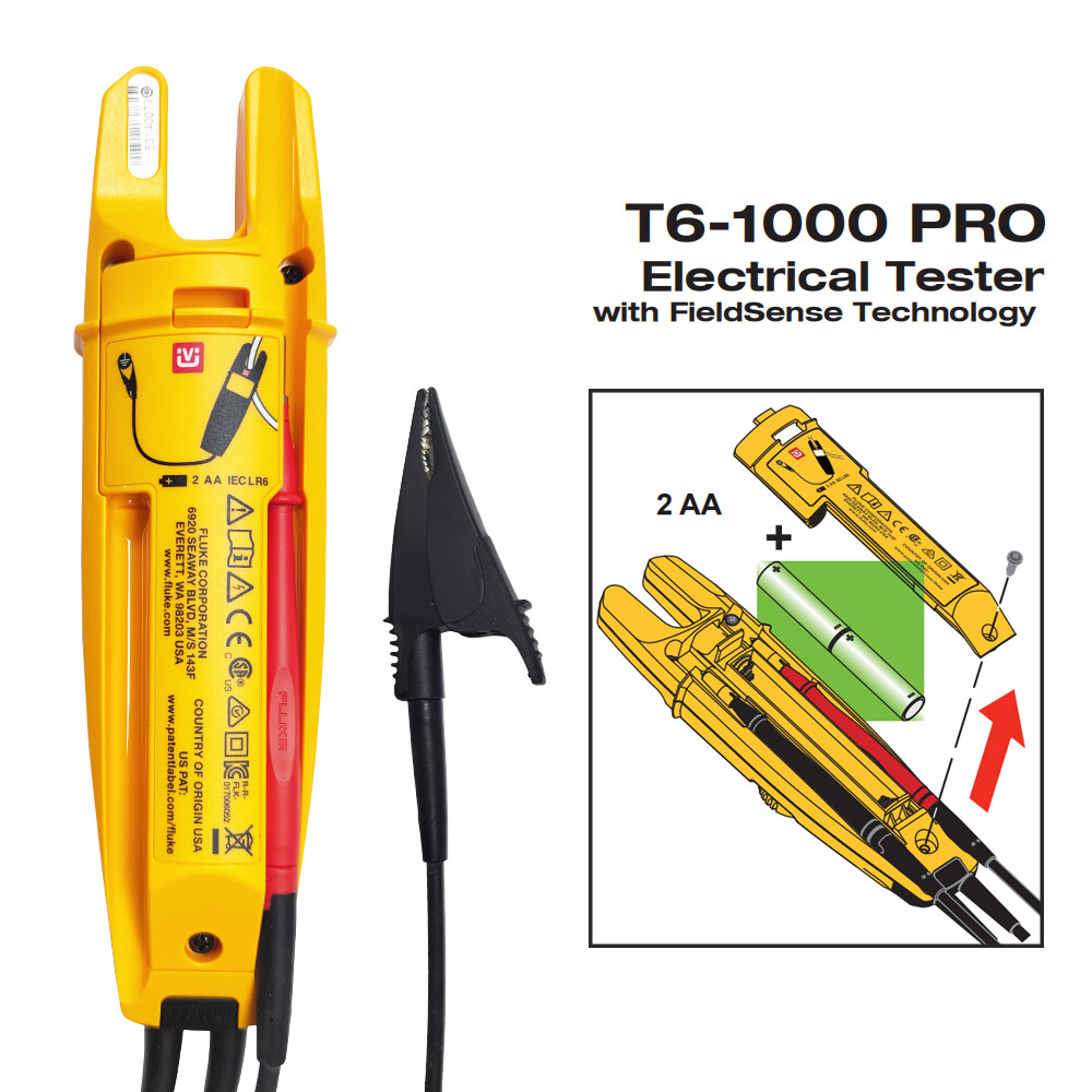 Fluke T6-1000 pro Electrical Tester Fieldsense 1000V AC/DC True RMS&Fluke case