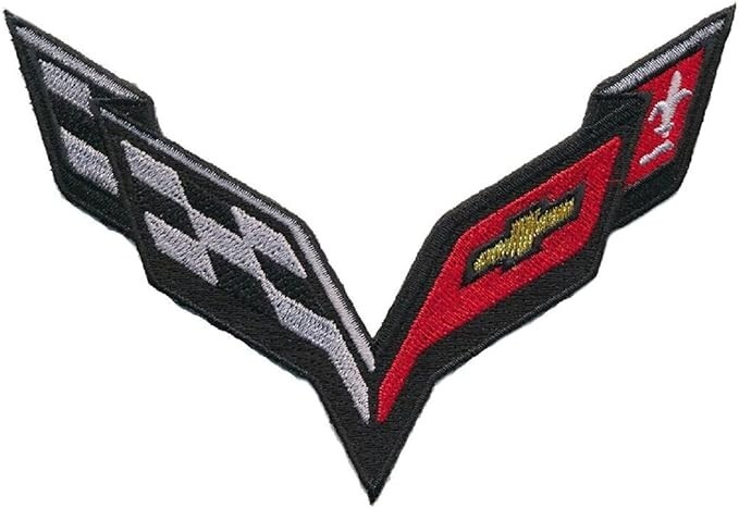 Corvette Racing Flags Sports Cars Embroidered Iron on Sew on 5 inch Patch