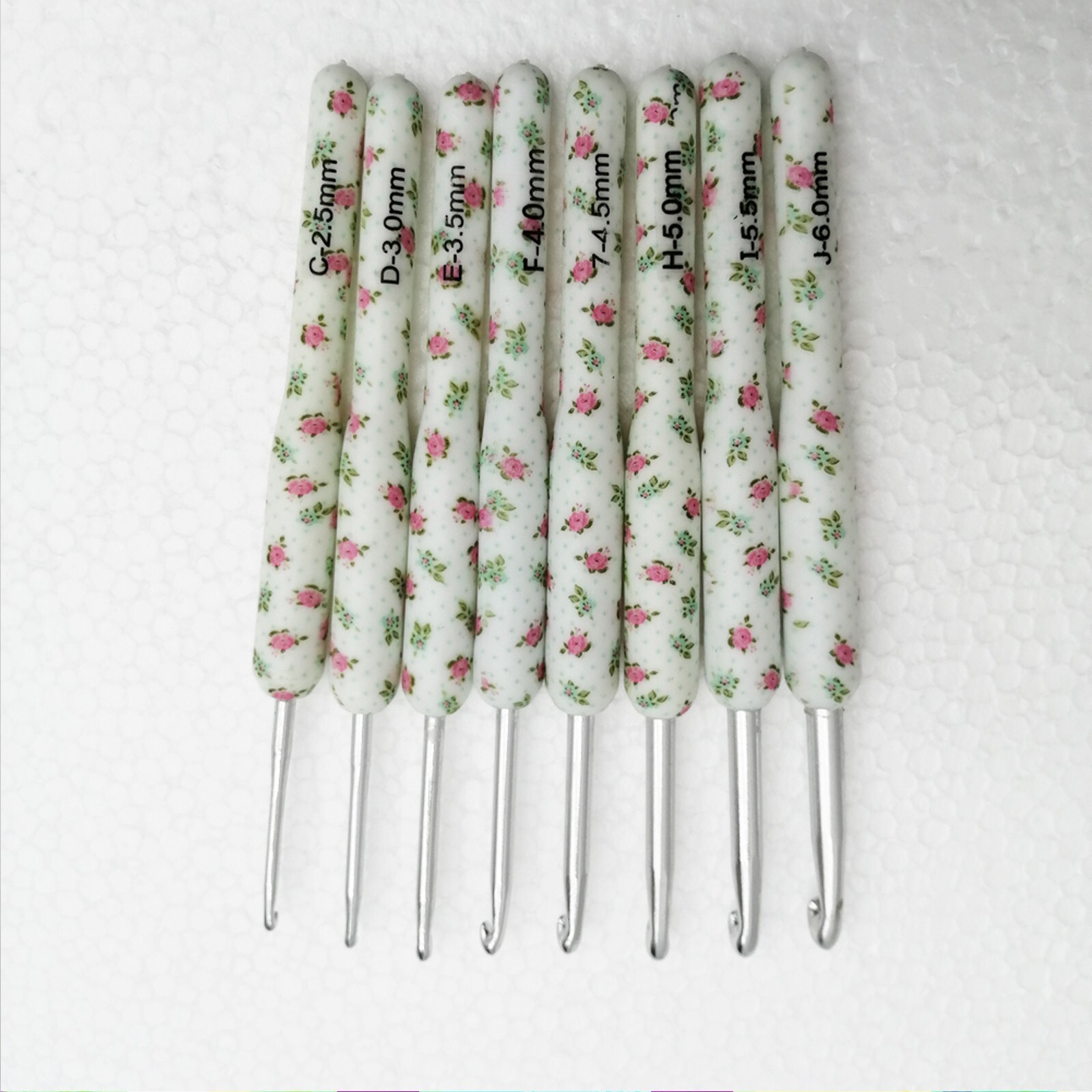 8pcs Hooks Needles Knit Weave Soft Pottery Crochet White Printed Crochet Hooks