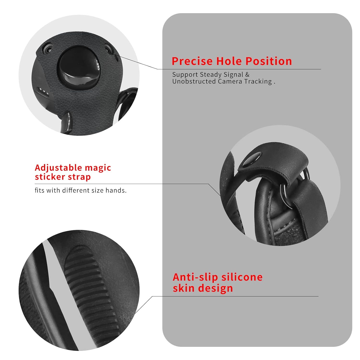 Silicone Grips for Meta Quest Pro Controllers (Black) | Come with PU Leather Cus
