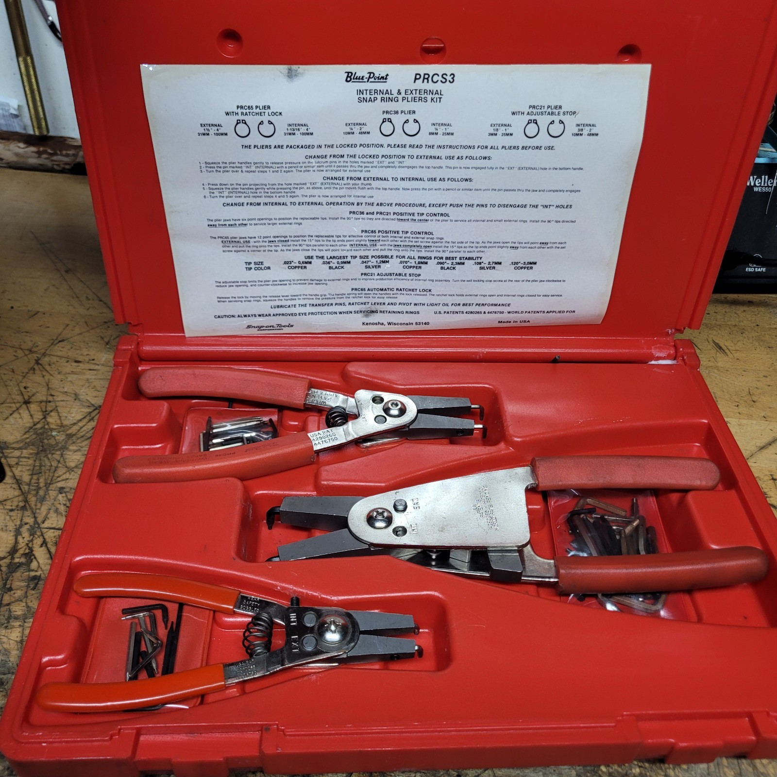 Blue Point Internal & External Snap Ring Pliers Kit PRCS3  by Snap On