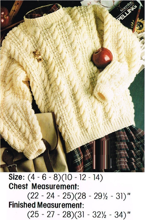 NECK CABLE SWEATER  KNIT  PATTERN ONLY  - KN  SUR