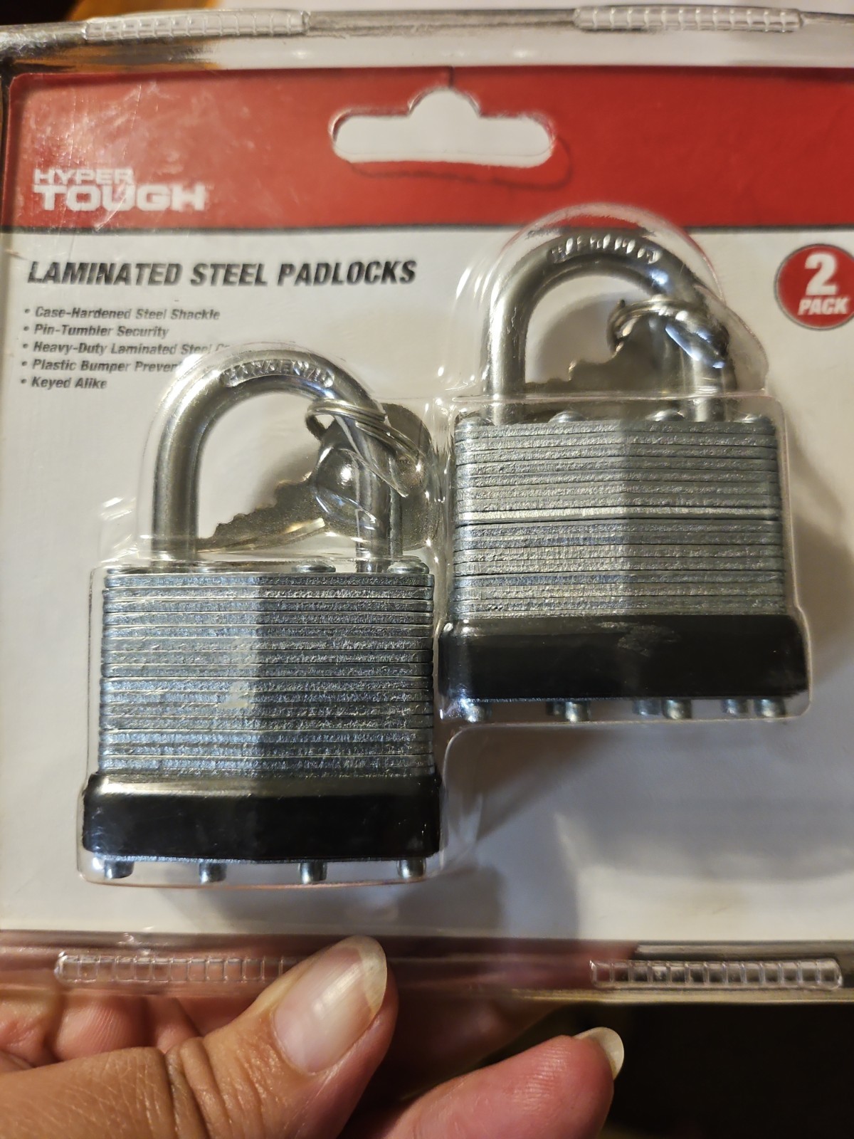 Hyper Tough 40mm Laminated Steel Keyed Padlock, 2 Pack