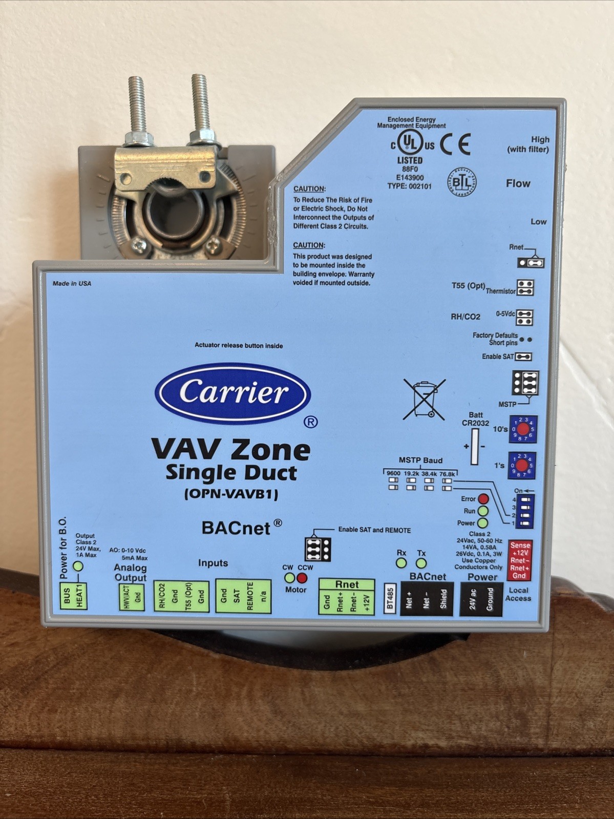 Carrier OPN-VAVB1 VAV Zone Single Duct BACnet Controller (used)