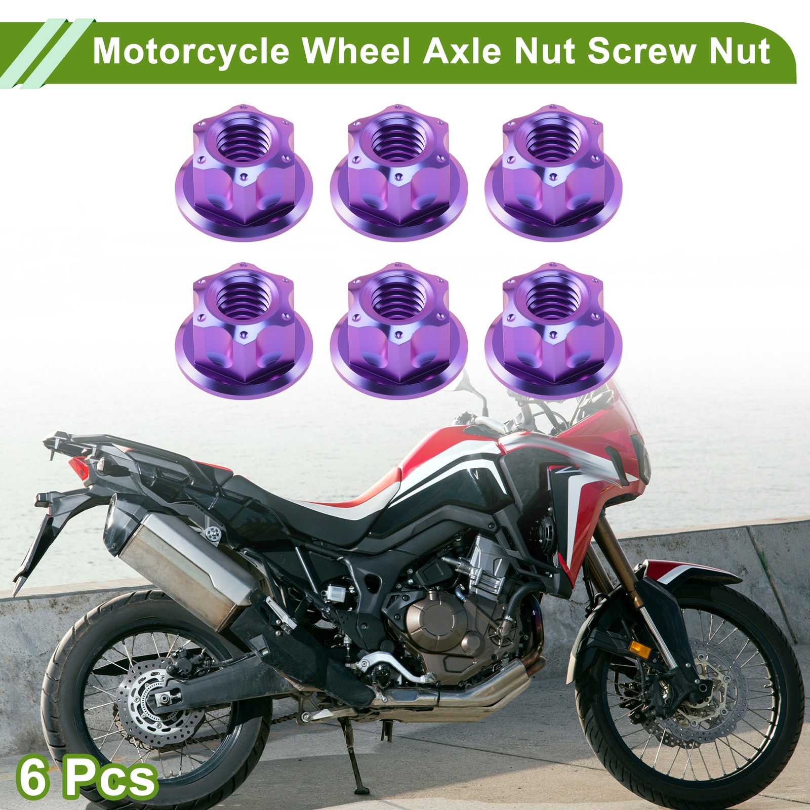 M8x1.25 Motorcycle Wheel Axle Nut Screw Nut Blue Purple for Car/Motorcycle 6pcs