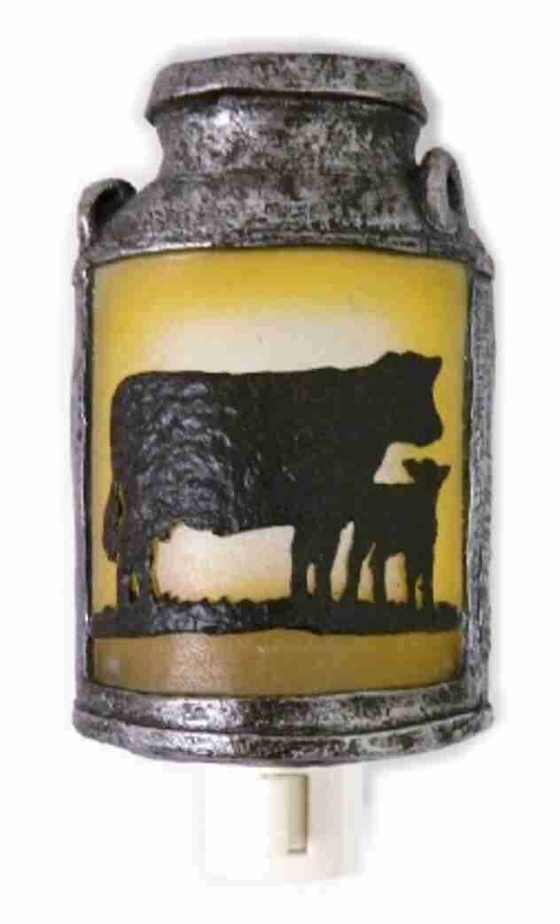 Cows and Milk Jug Night Light 3 x 4.5" Tall  Bright Light barn Art