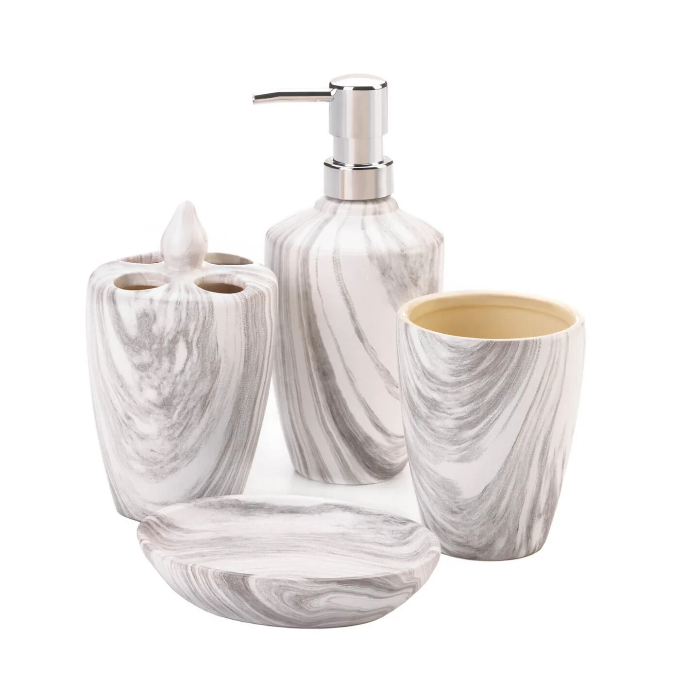 Marble Printed 4 piece Bath Accessory SET