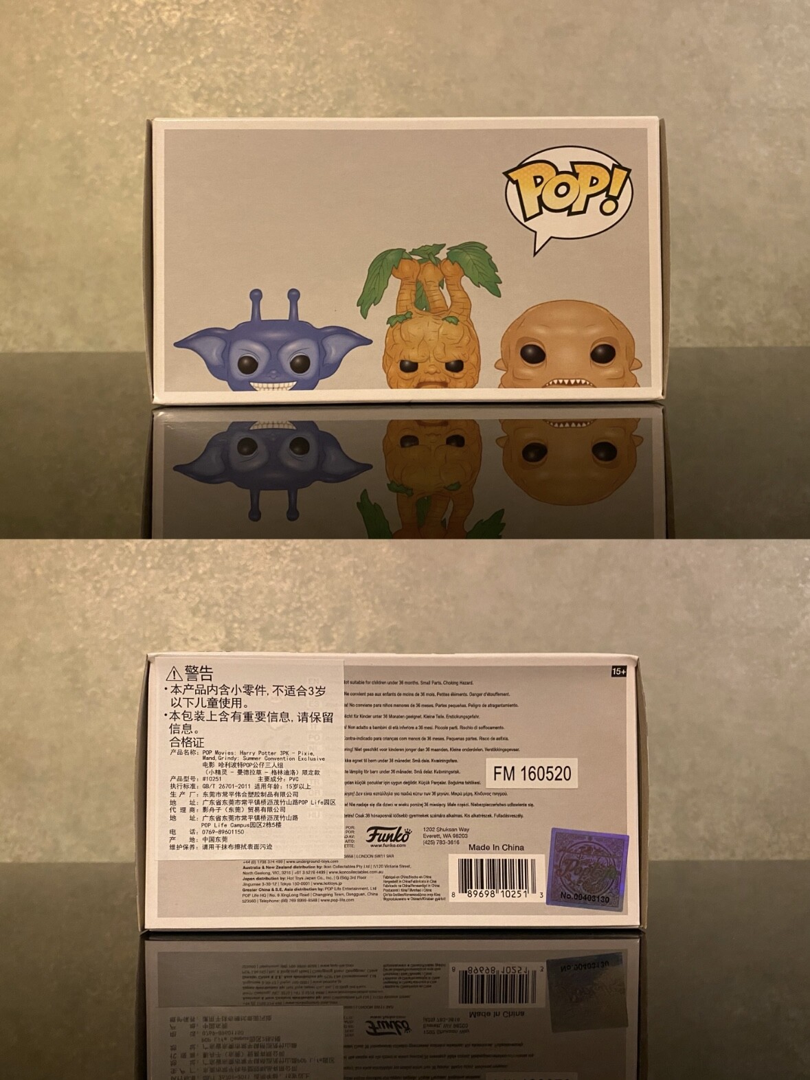 Funko Pop! CORNISHPIXIE MANDRAKE & GRINYLOW 3 PACK HARRY POTTER Exclusive