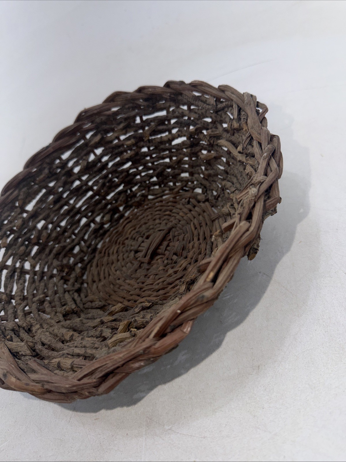 Wicker Rattan Brown Round Woven Basket