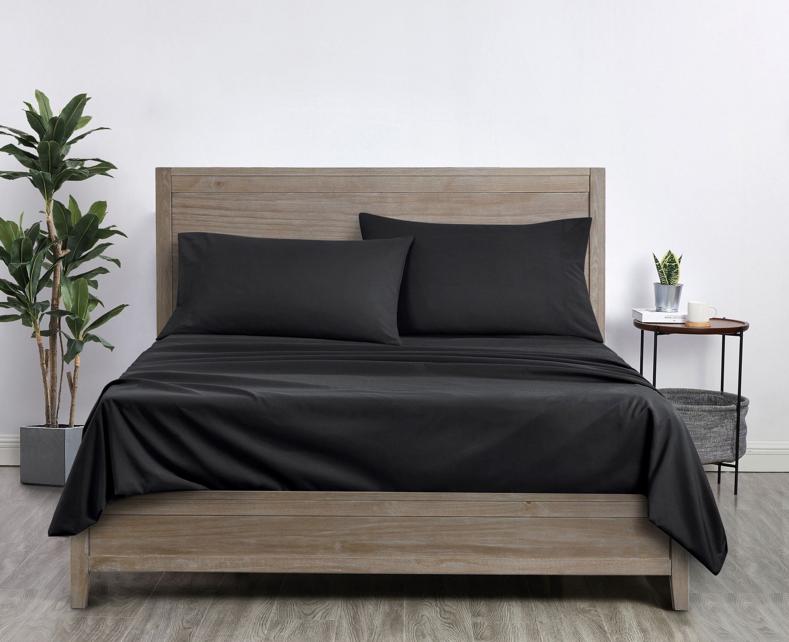 Comfort Chill Microfiber Bed Sheet Set Queen Rich Black 4 Piece