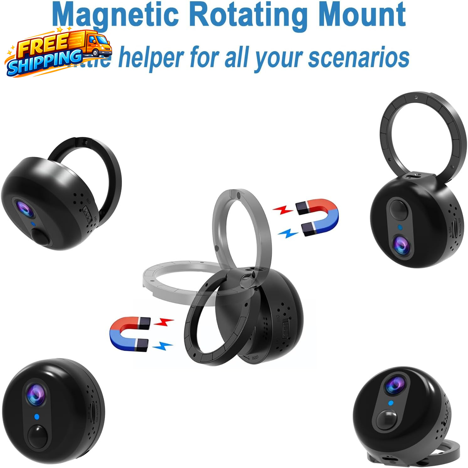 Mini Portable 4G LTE Cellular Security Camera with Magnetic Rotating Mount 4K HD