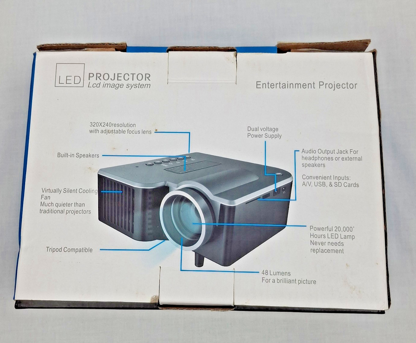 LED Entertainment Projector LCD Image System Projects Up To 60" (Portable Mini)