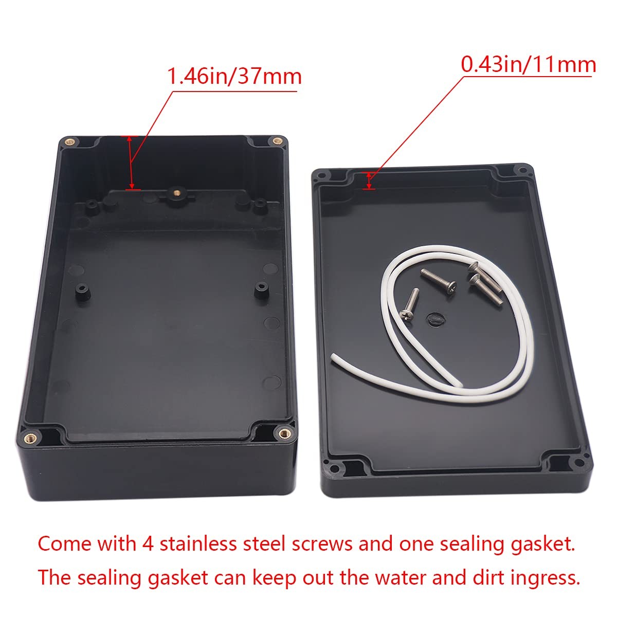 Project Box IP65 Waterproof Junction Box ABS Plastic Black Electrical Boxes D...