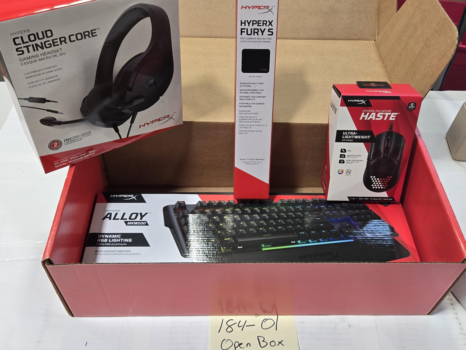 HyperX PC Gaming Bundle Keyboard Mouse Headset Black Alloy MKW100 Cloud Stinger