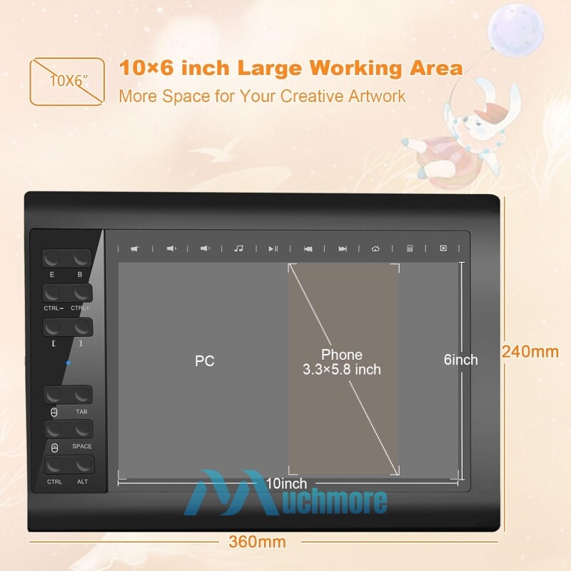 Graphics Drawing Tablet HD Screen+Digital Pen Kit Quick Reading Pressure Sensing