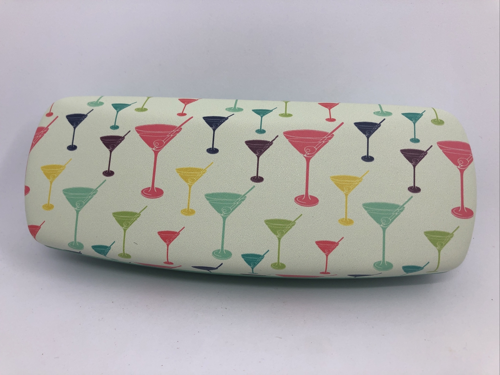 NEW Multicolored Martini Drinks Adult Hard Metal Clamshell Eyeglasses Case