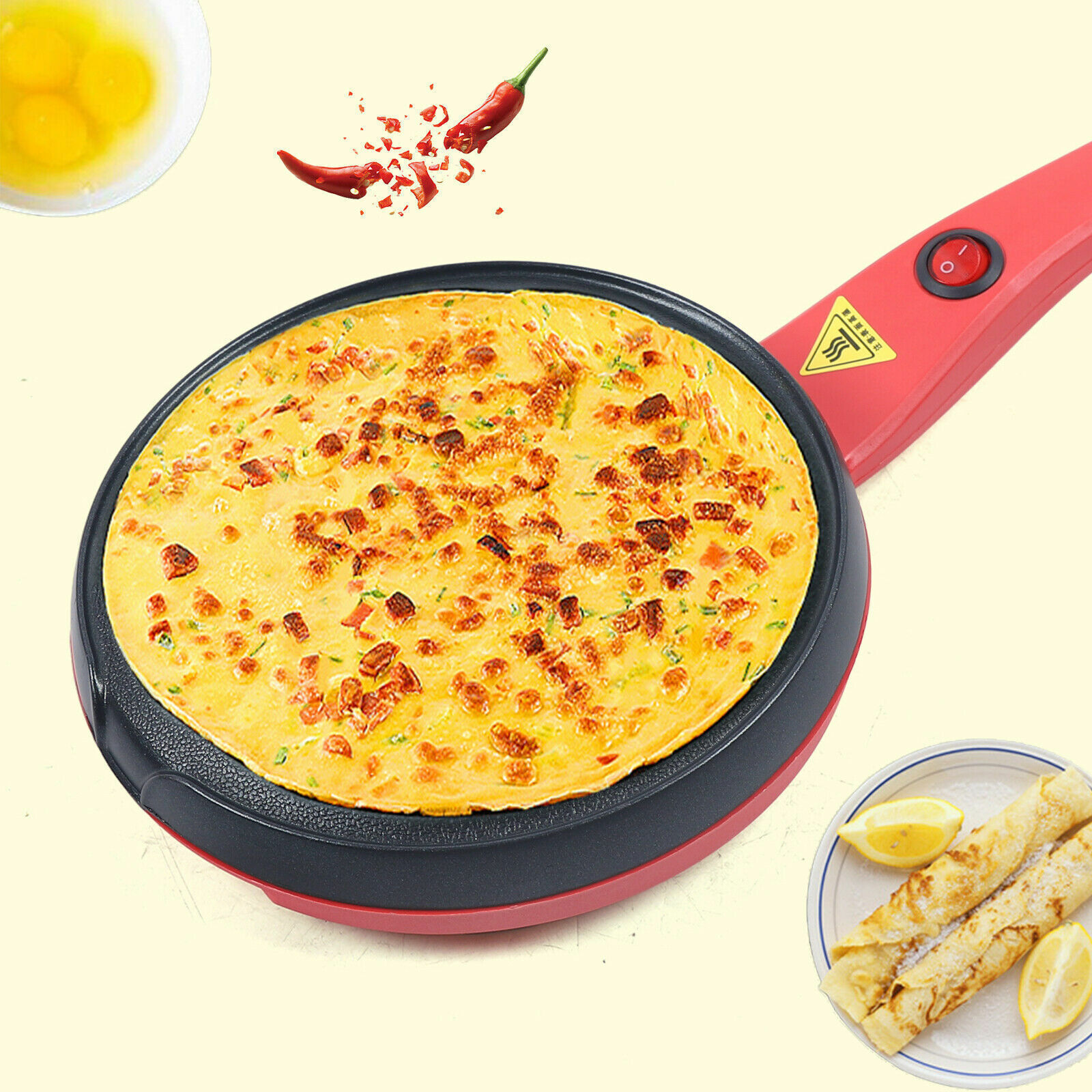 Electric Crepe Maker Baking Pancake Pan Non-Stick Frying Griddle Machine