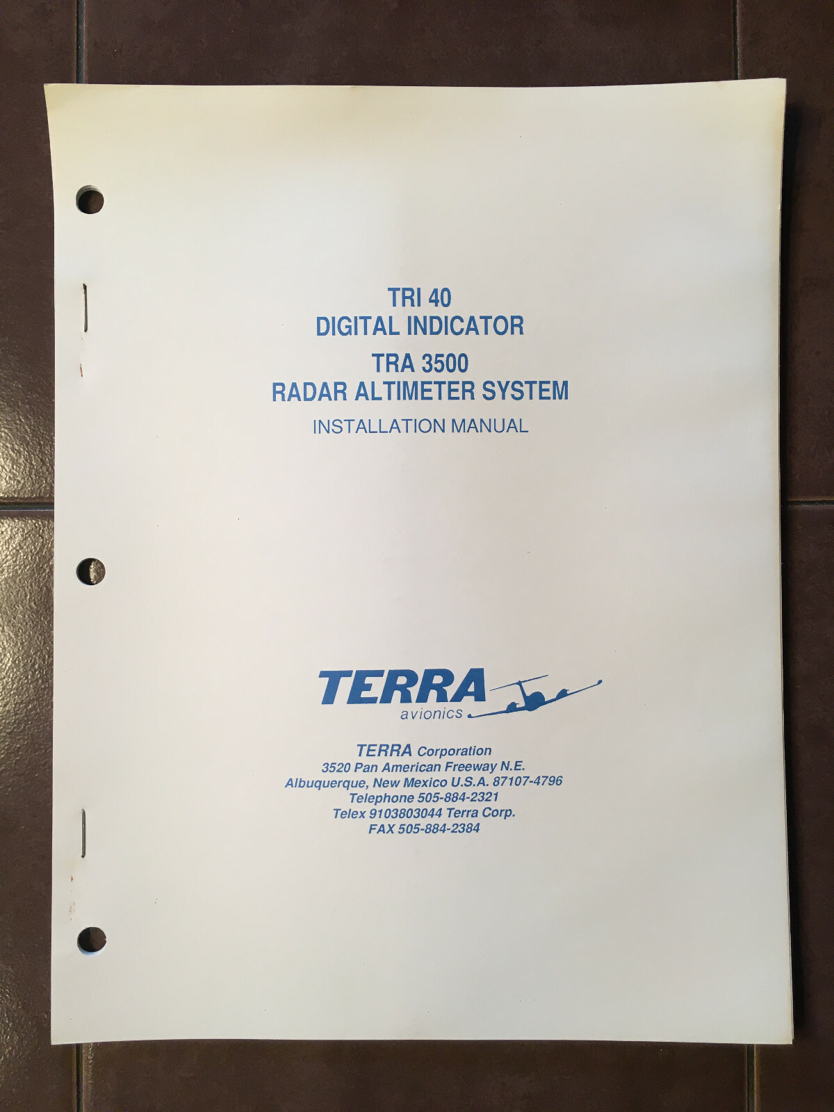 Terra TRA-3500 & TRI-40 Install manual