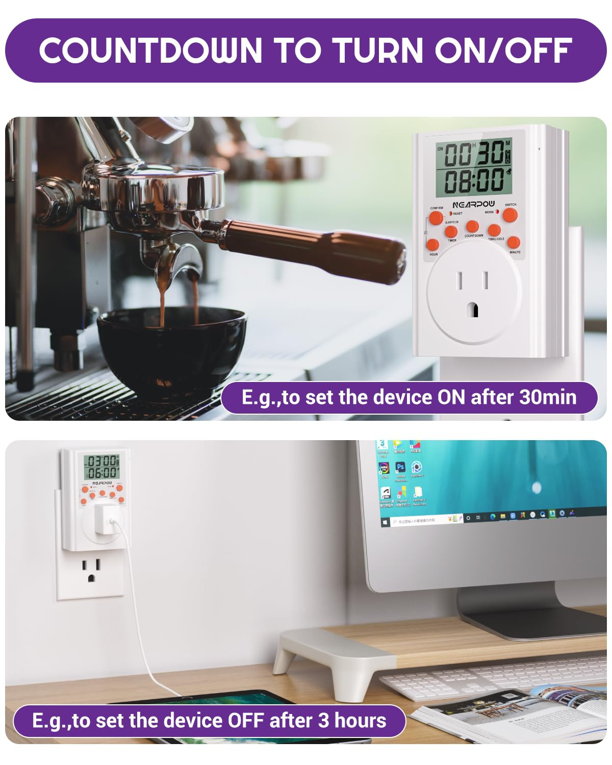 Timer Outlet, Multifunctional Infinite Cycle Programmable Plug-In Digital Timer