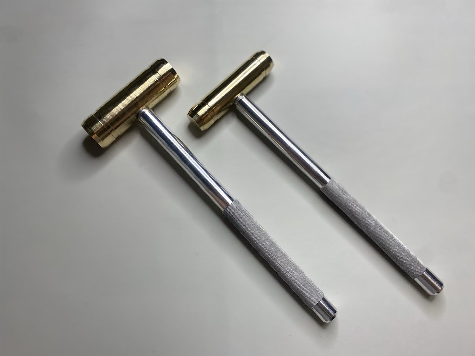 Brass Hammers 8oz & 6oz  (2) Pcs 8” Long 3” Wide 1/2” Solid Aluminum Handle