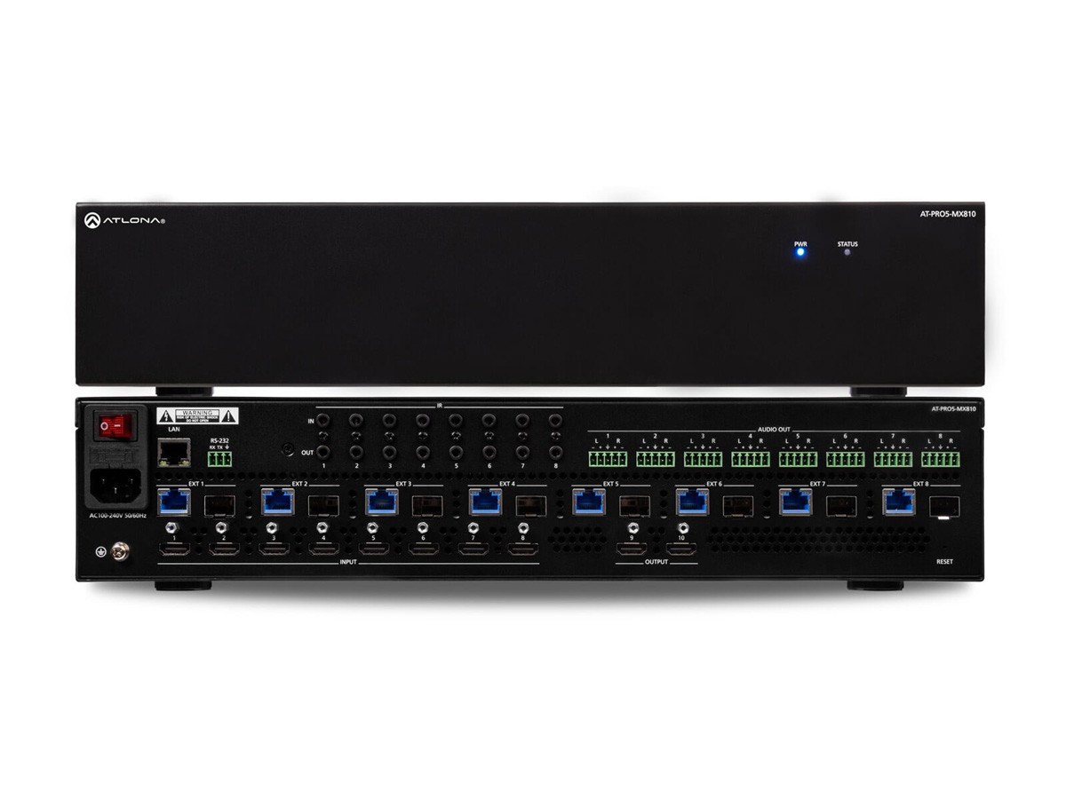 Atlona AT-PRO5-MX810 HDMI Matrix Switcher 8x10 SDVoE Fiber/Copper 4K60 HDR